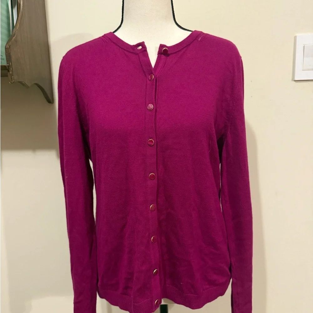 Talbots Magenta Cashmere blend cardigan sweater size medium
